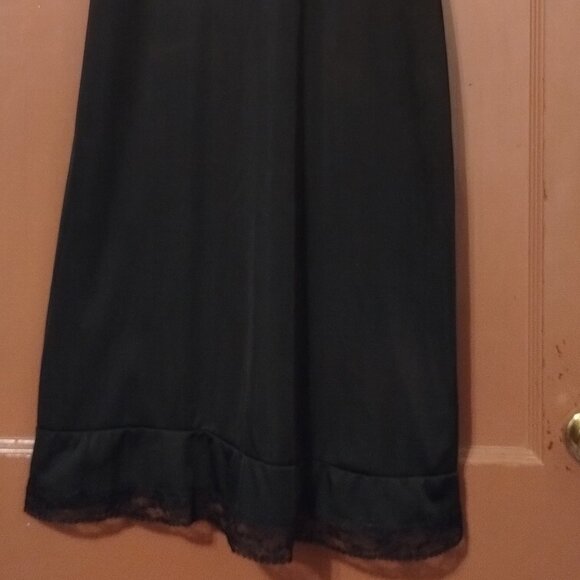 BLACK Vintage Luxite by Holeproof Nylon Slip Lace BODICE Size 34 Slip Dress-READ - Picture 2 of 11